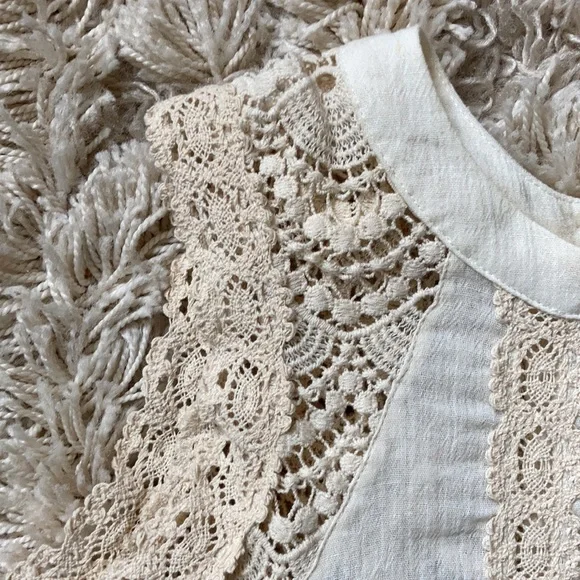 NWT Ecoté Lace High Neck Tank Cream White S - Picture 7 of 9